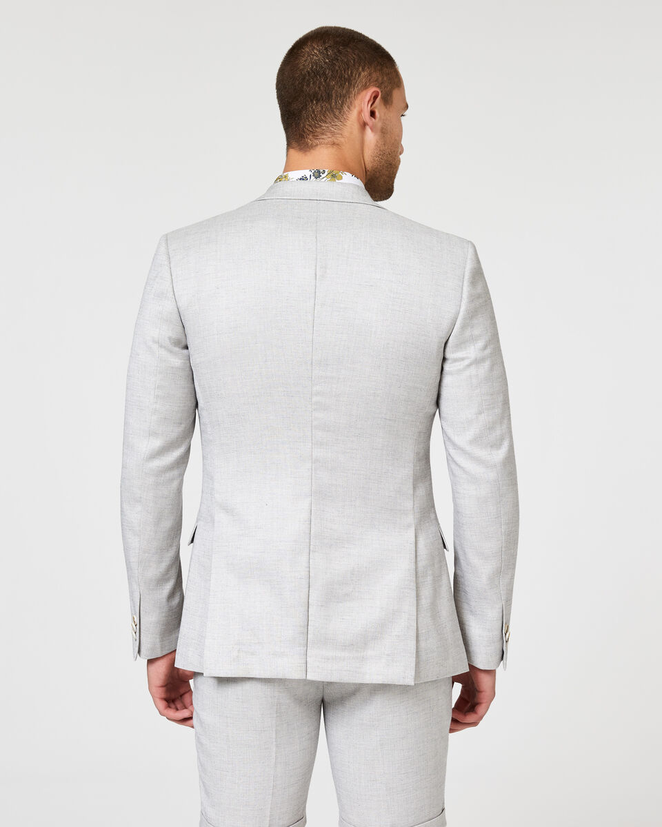 Slim Stretch Textured Tailored Jacket, Grey, hi-res